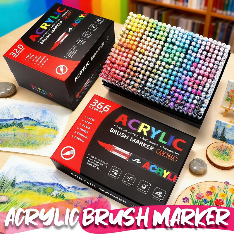 Professional Acrylic Brush Marker Set