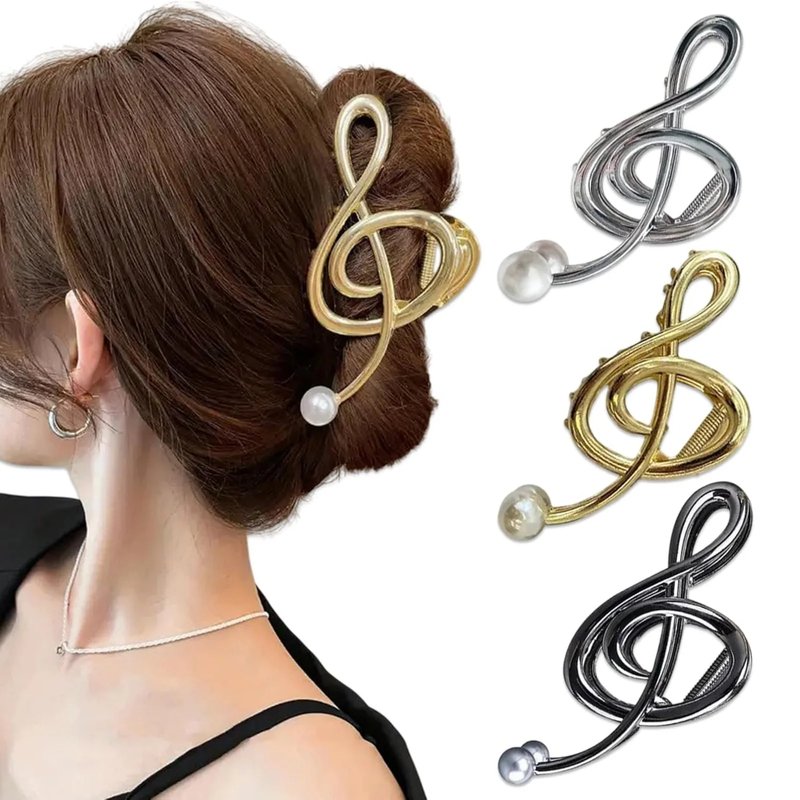 Treble Clef Hair Clips with Pearls