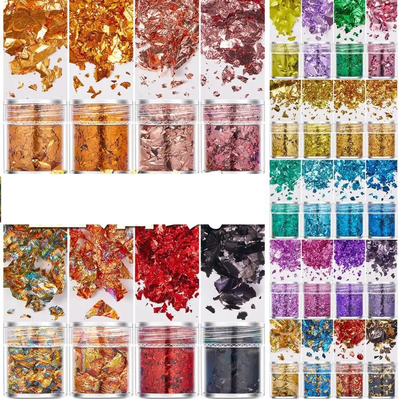 Gold Foil Leaf Flakes Set