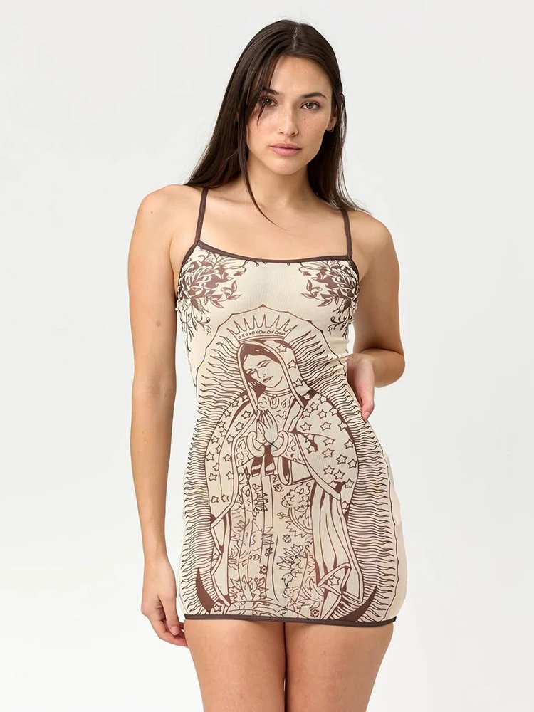 Chic Art Print Bodycon Dress