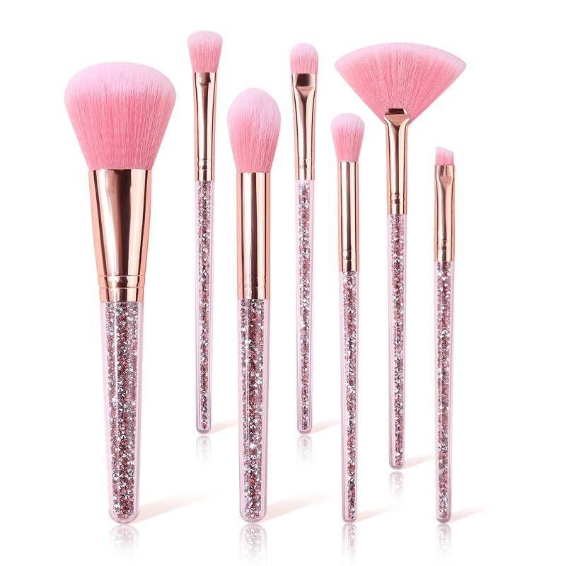7-Piece Pink Crystal Makeup Brush Set