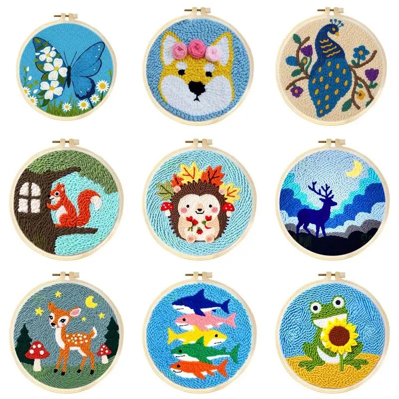Cute Cat Punch Needle Embroidery Set