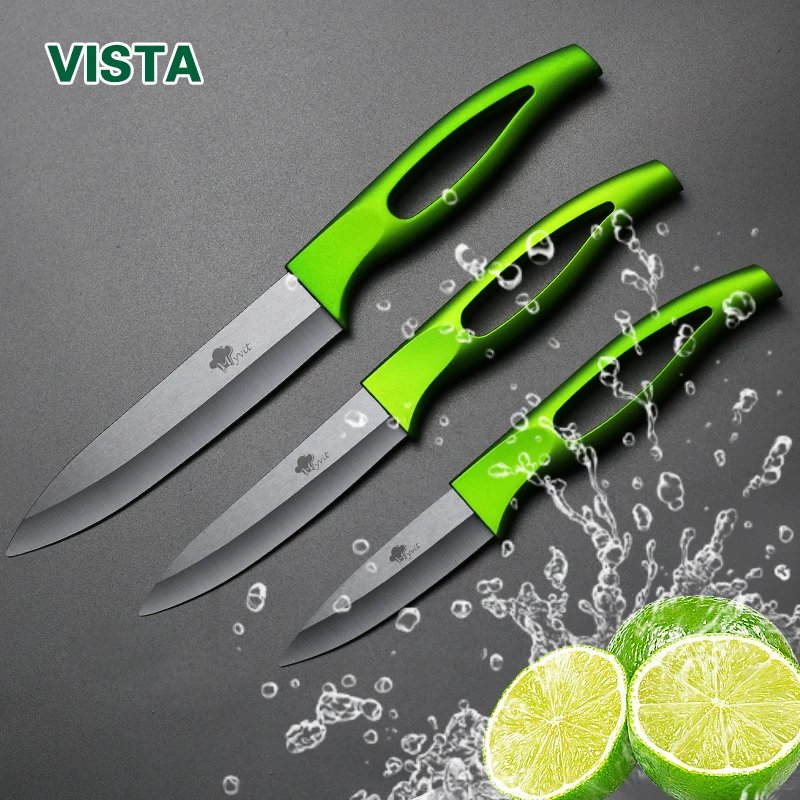 Ceramic Knife Set with Green Handle