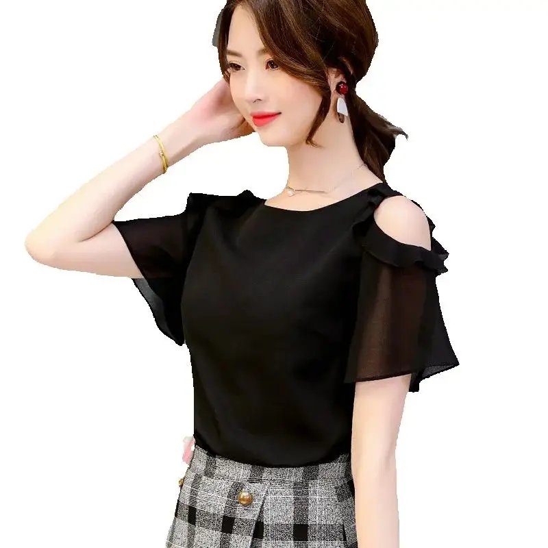 Floral Off-Shoulder Chiffon Blouse