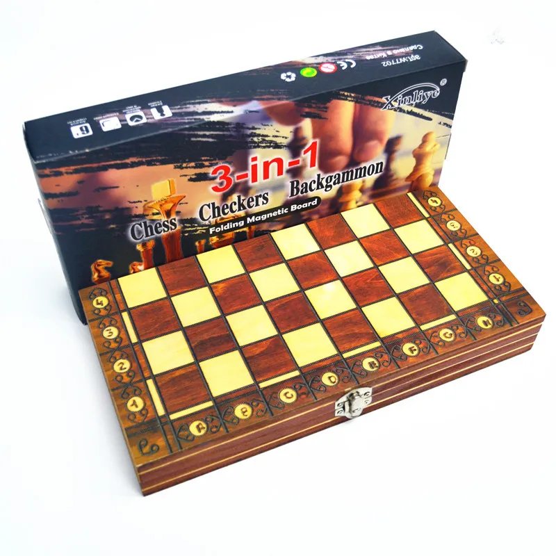 3-in-1 Magnetic Chess & Backgammon Set