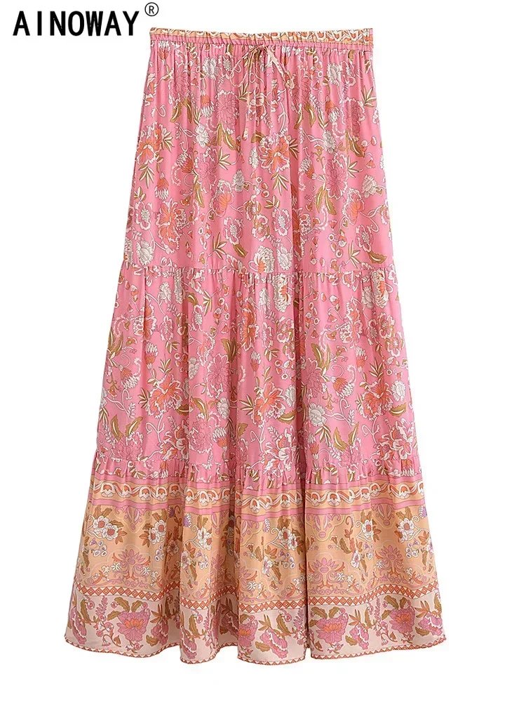 Bohemian Floral Maxi Skirt