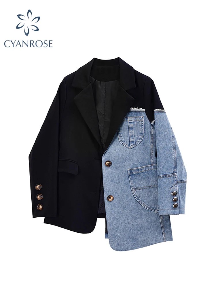 Vintage Denim Patchwork Blazer