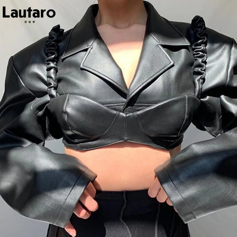 Chic Faux Leather Cropped Jacket
