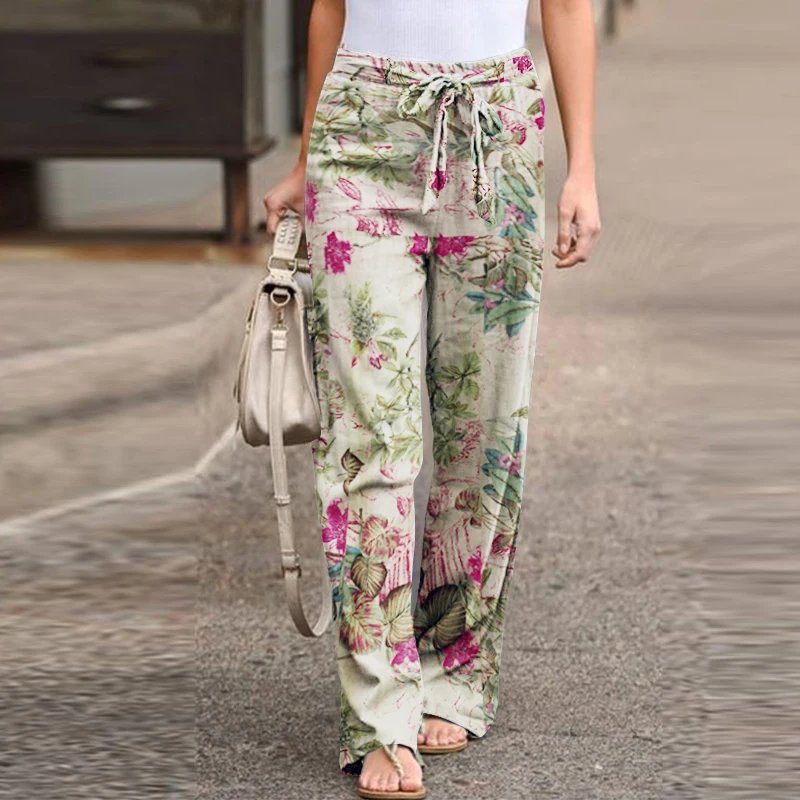 Floral Print Wide Leg Trousers