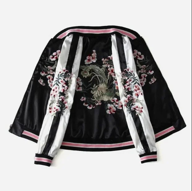 Floral Embroidered Bomber Jacket