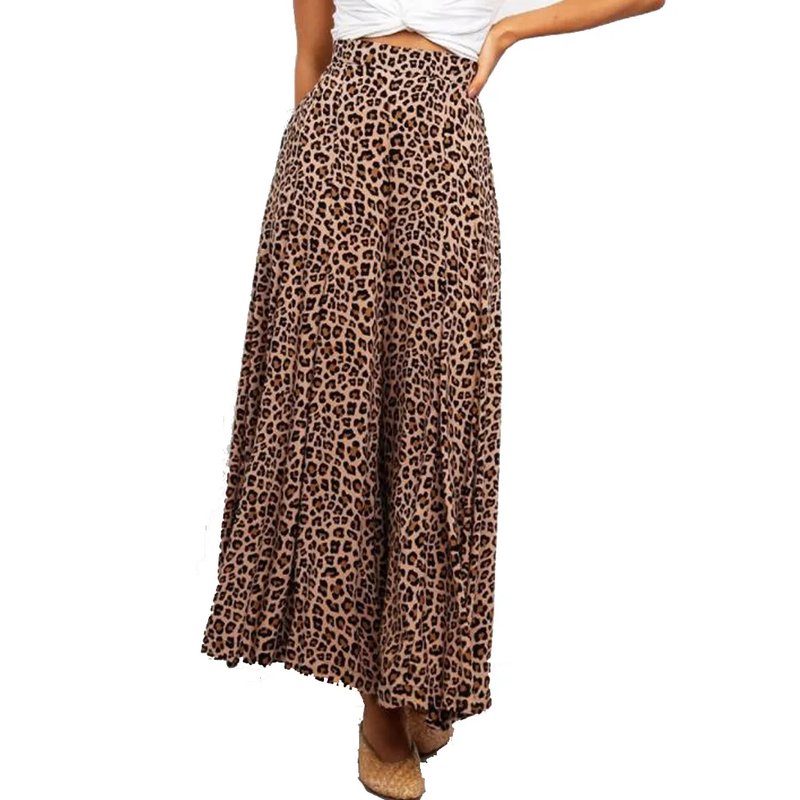 Bohemian Leopard Print Wide Leg Pants