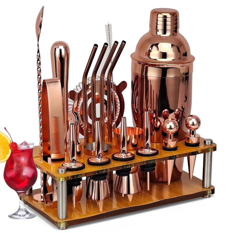 20-Piece Rose Gold Cocktail Shaker Set