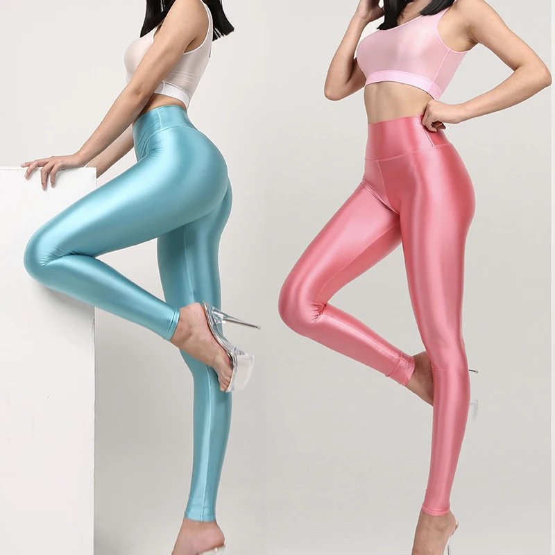 Glossy High-Waist Cargo Pants