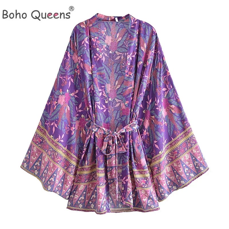 Bohemian Floral Print Beach Robe