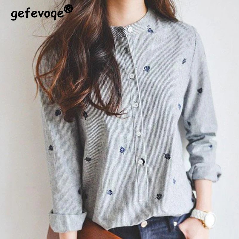 Korean Style Striped Long Sleeve Shirt