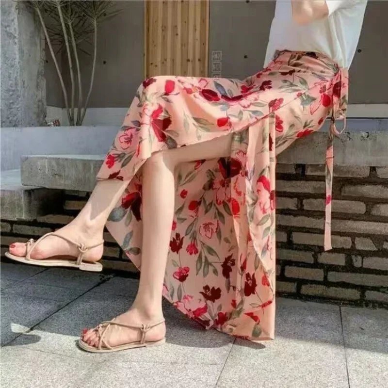 Floral Print High Waist Beach Skirt