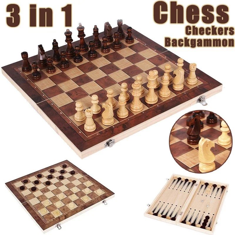 3-in-1 Wooden Travel Game Set