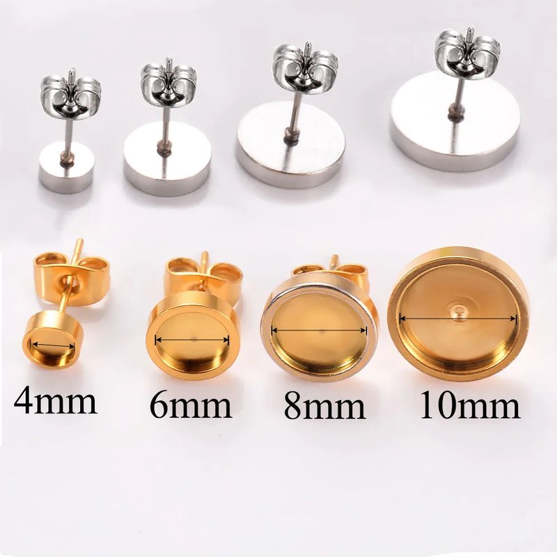 30pcs Stainless Steel Earring Bases