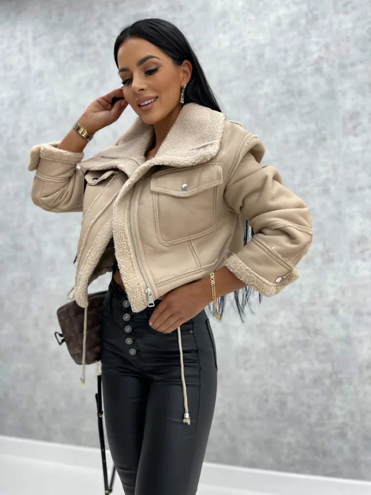 Women's Warm Faux Leather Jacket