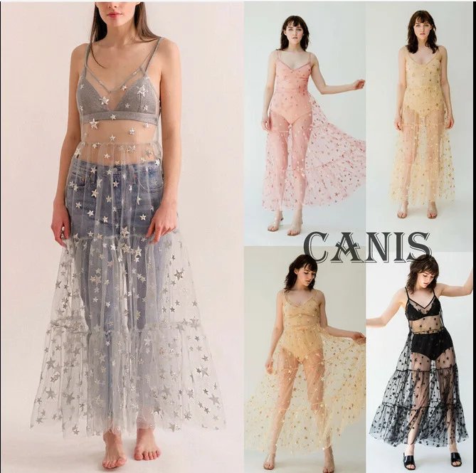 Chic Sheer Sequin Midi Dress