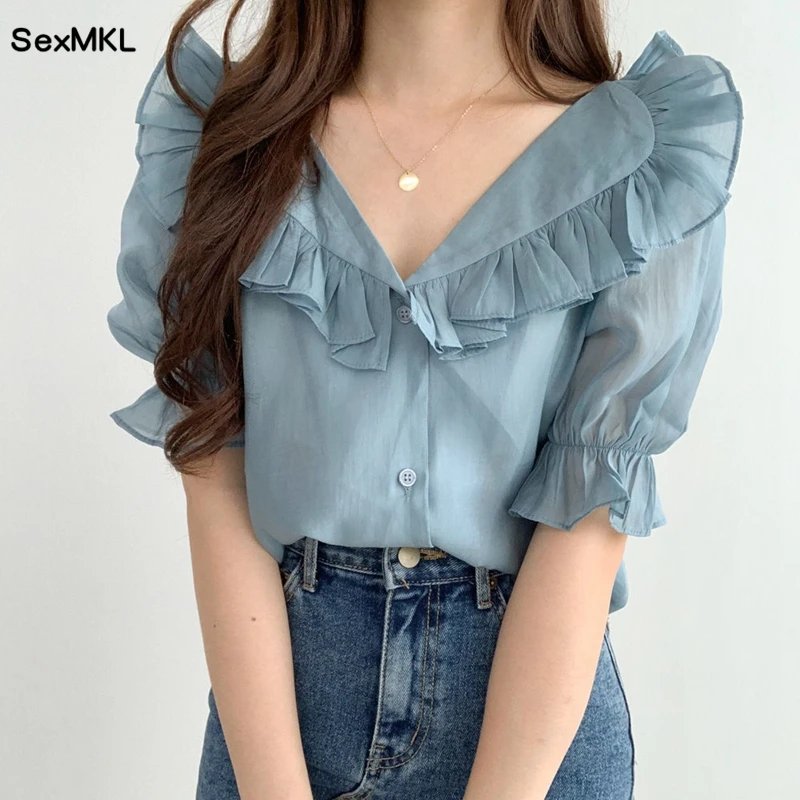 Vintage Puff Sleeve Chiffon Blouse