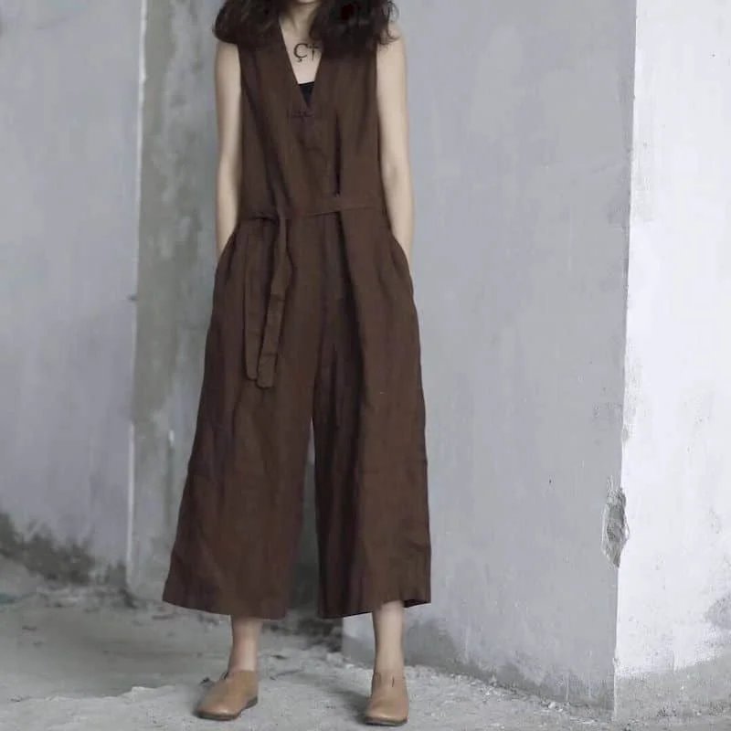 Chic Cotton Linen Jumpsuit for Women