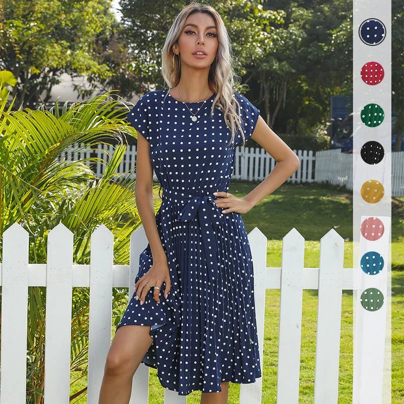 Elegant Polka Dot Midi Dress