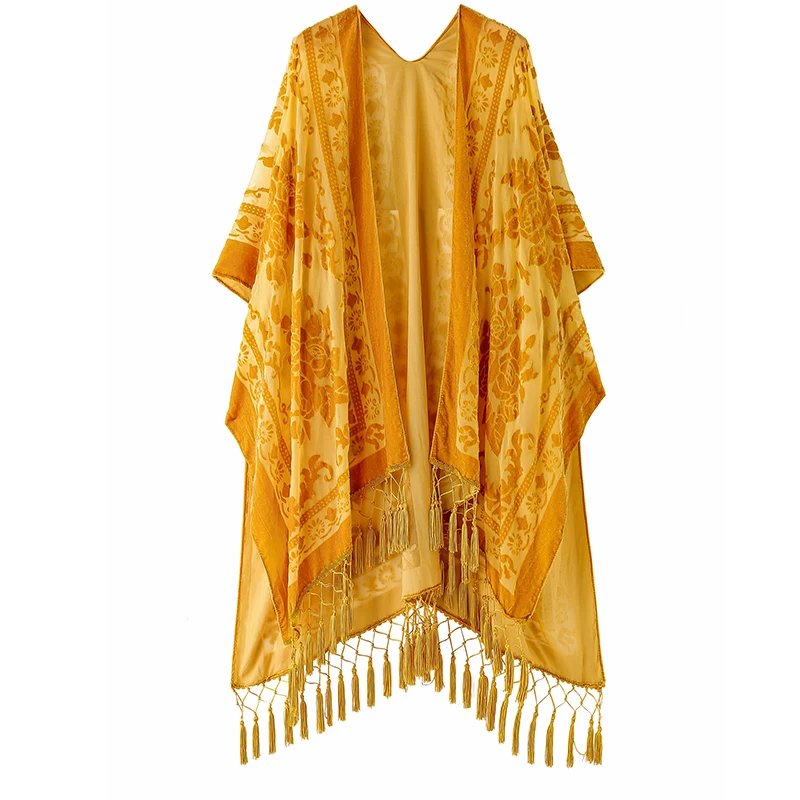 Luxury Velvet Kimono with Tassels