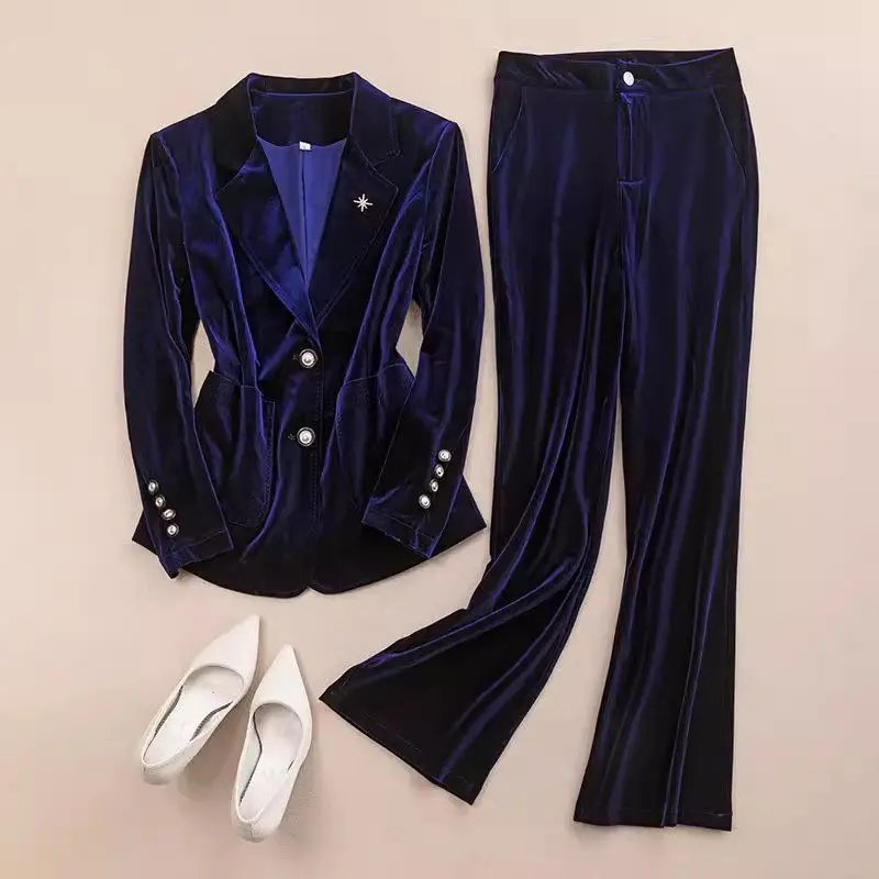 Elegant Velvet Blazer and Pants Set