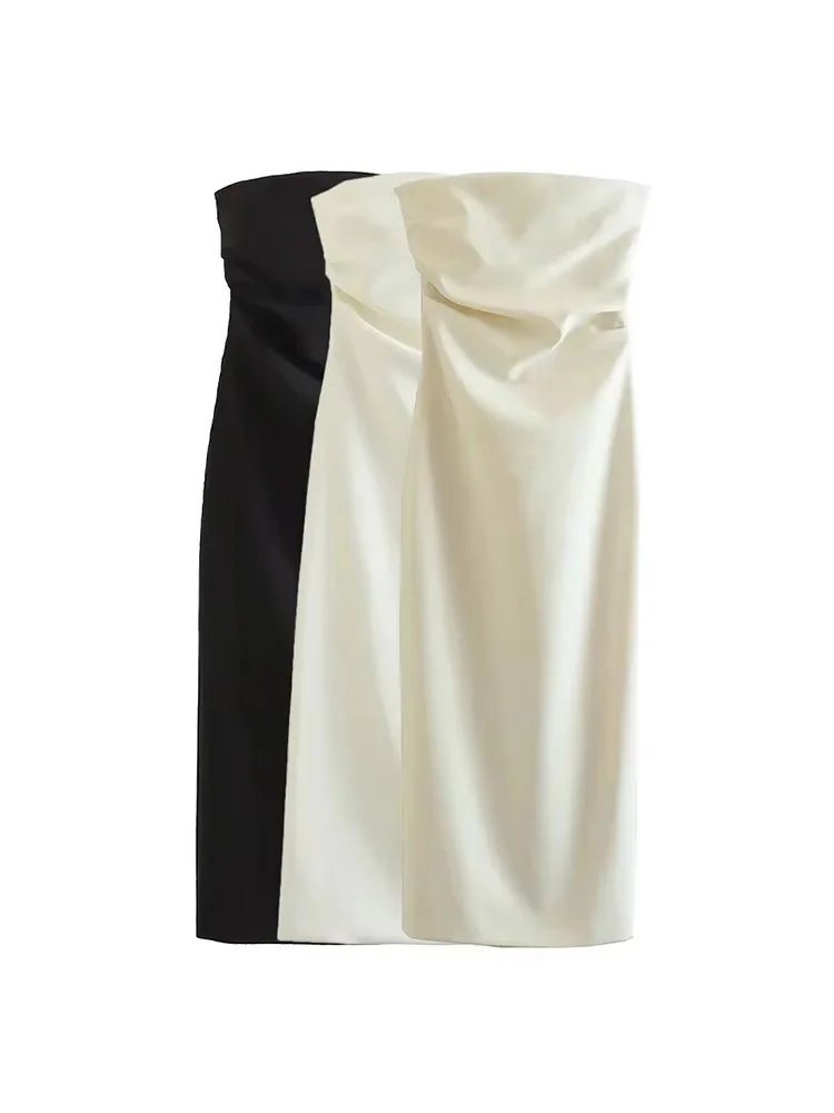 Elegant Strapless Midi Dress