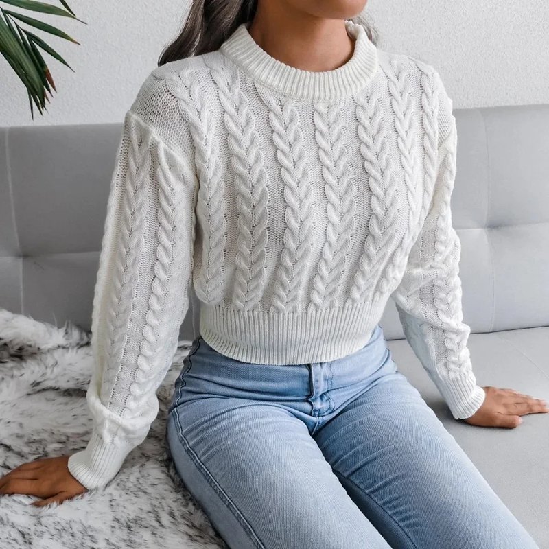 Cozy Cable Knit Crop Sweater