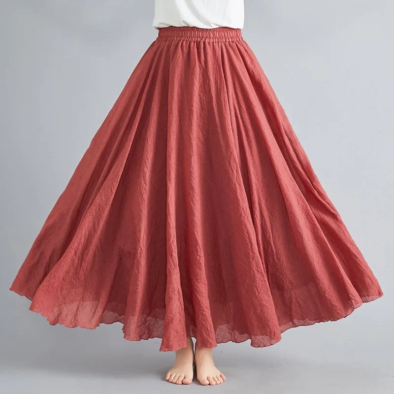 Boho Vintage Linen Maxi Skirt