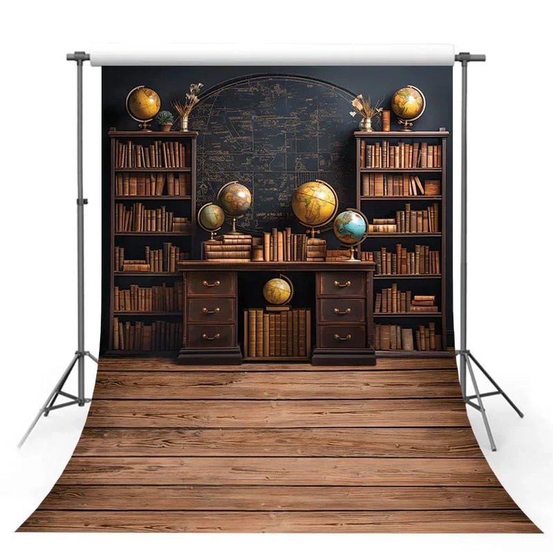 Vintage Bookshelf Photo Backdrop