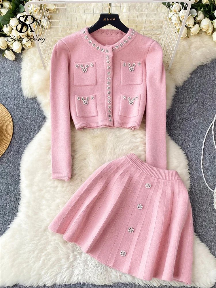 Chic Japanese Pearl Knit Set