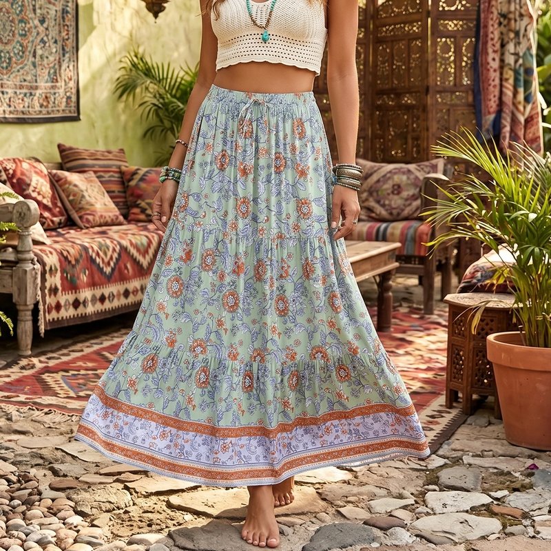 Boho Floral Maxi Skirt