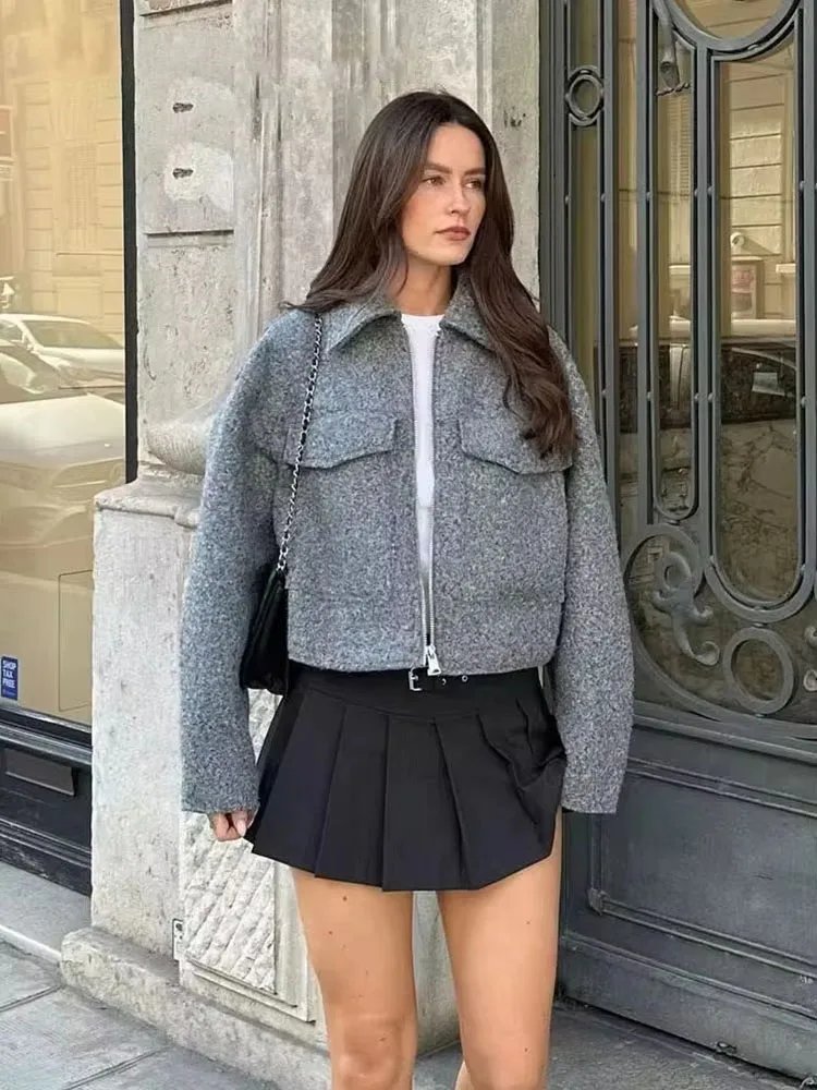 Chic Autumn Zipper Polo Coat