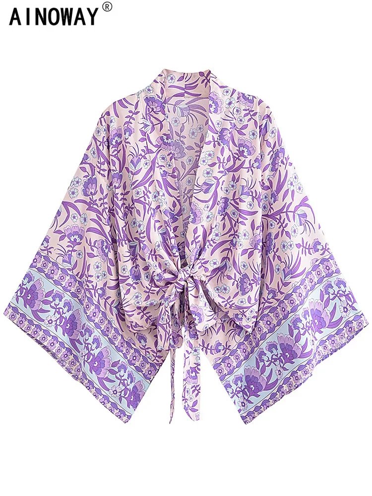 Boho Floral Kimono Beach Cover-Up