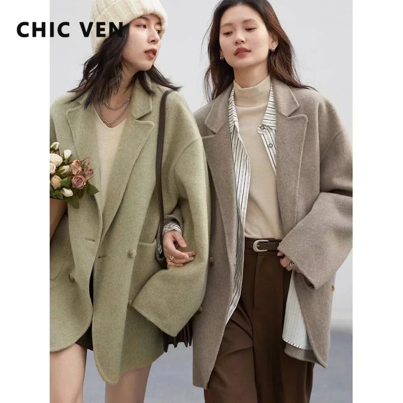 Chic Women's Double-Breasted Wool Coat