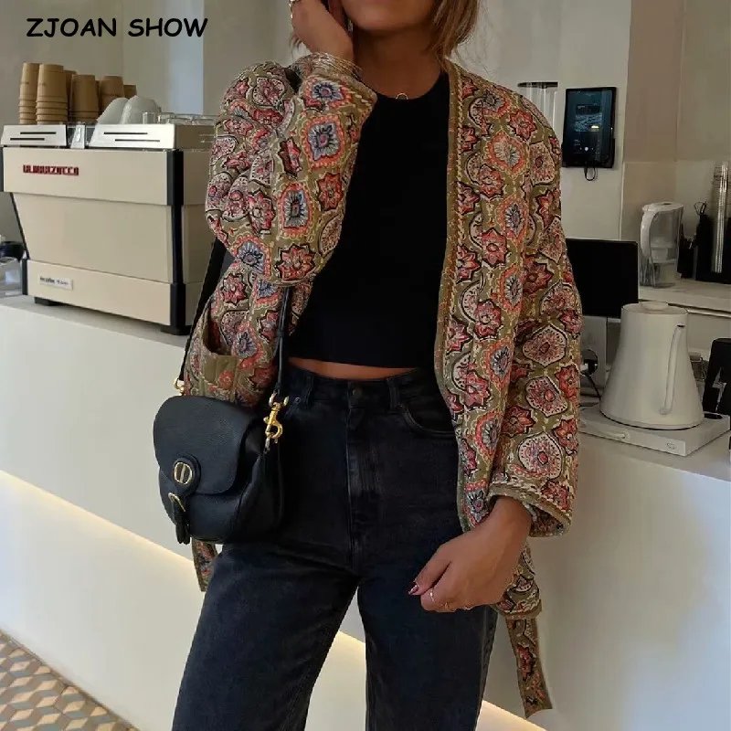 Boho Floral Quilted Winter Jacket