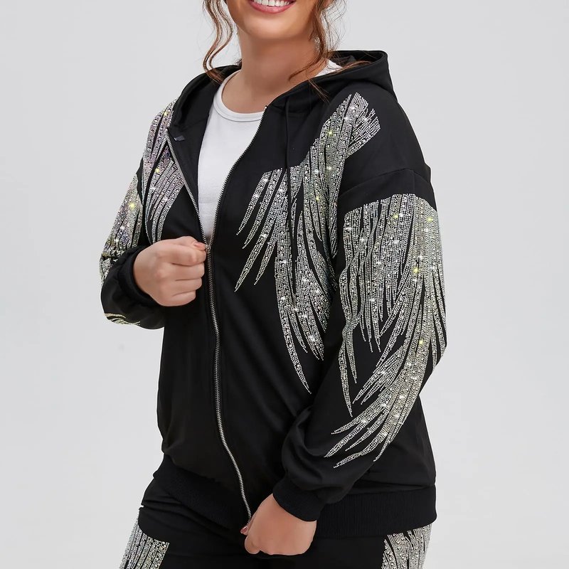 Plus Size Luxury Zip-Up Hoodie
