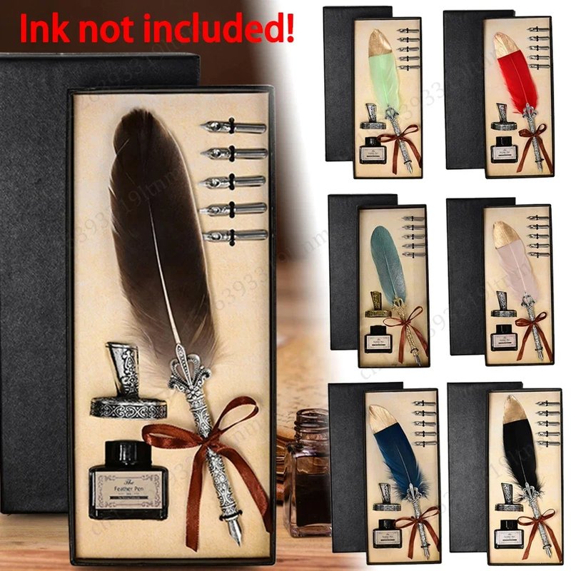 Elegant Feather Dip Pen Set