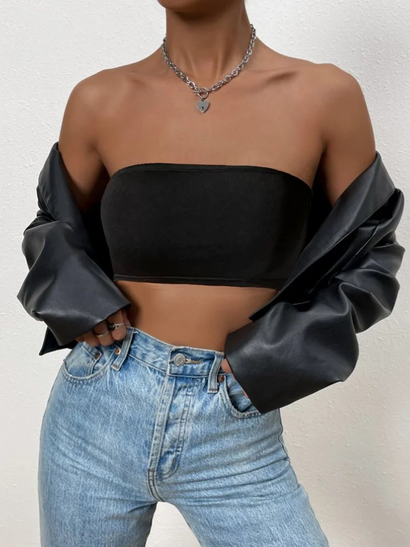 Chic Solid Color Sports Crop Top