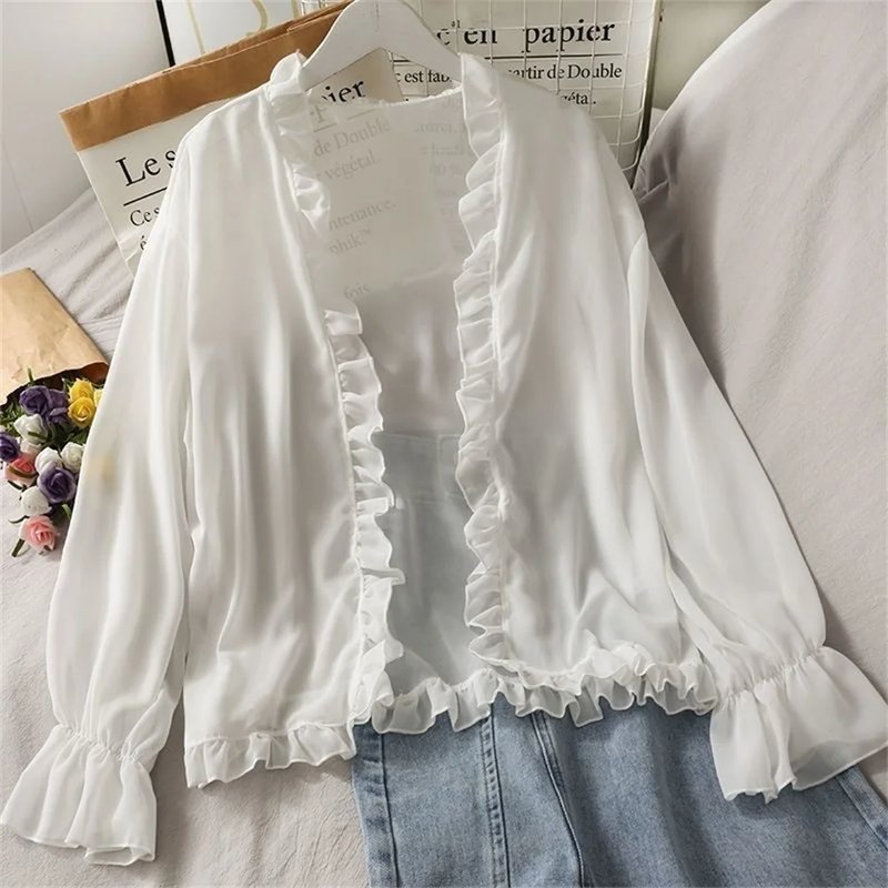 Elegant Sheer Chiffon Bridal Cardigan