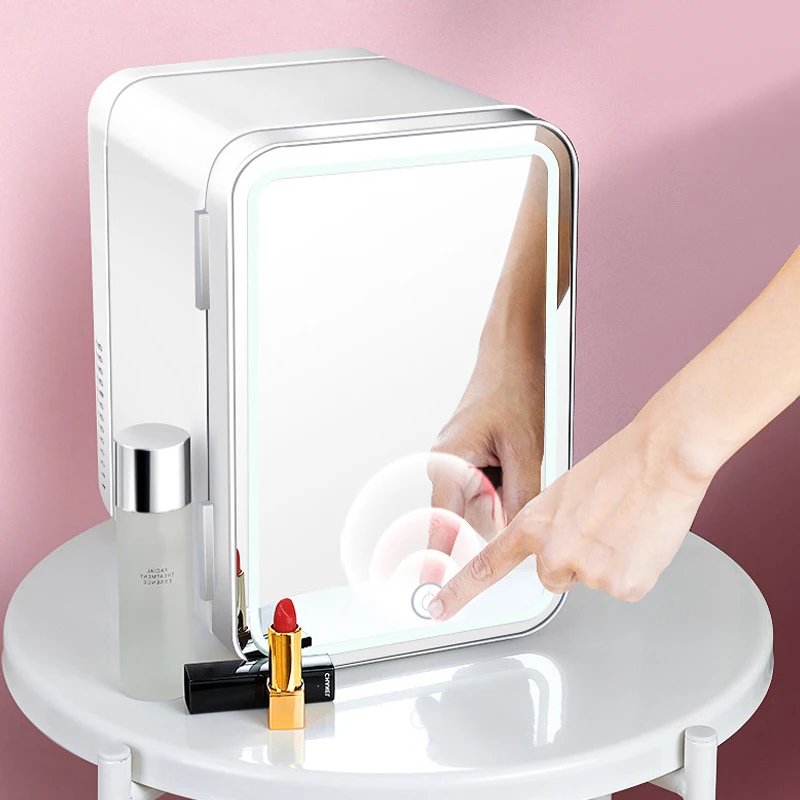 Mini Makeup Fridge with LED Mirror