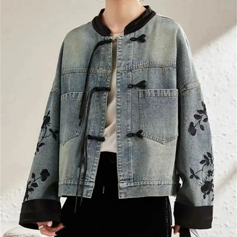 Embroidered Denim Jacket for Women
