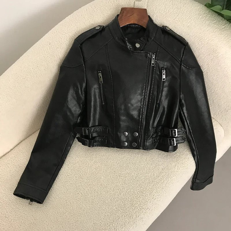 Stylish Faux Leather Biker Jacket