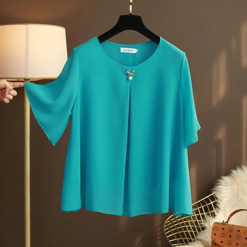 Plus Size Summer Chiffon Blouse