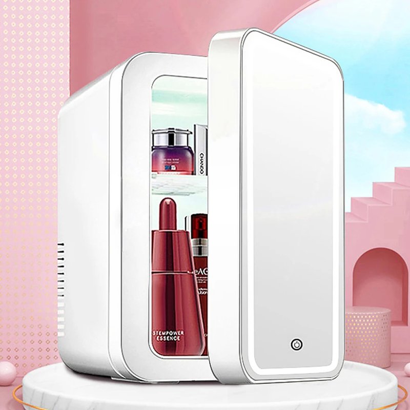 Portable Mini Makeup Fridge with Mirror