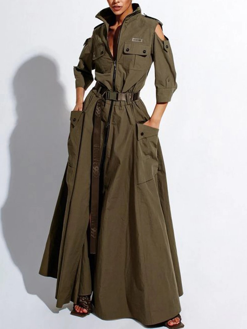 Retro Cold Shoulder Maxi Dress