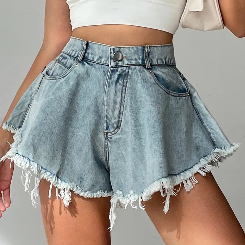 Trendy High Waist Denim Shorts
